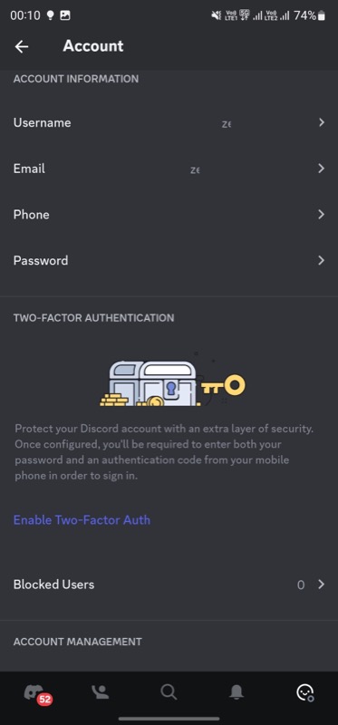 enable two-factor auth option