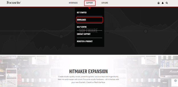 Focursite - Select Support and Click on Download