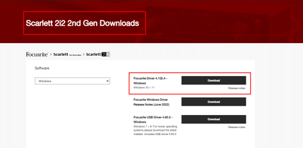 Focusrit Scarlett 2i2 drivers - Now Select the Operating Sysytem