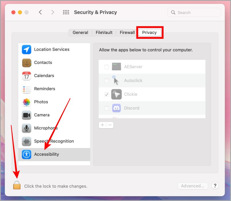 security & privacy settings on mac