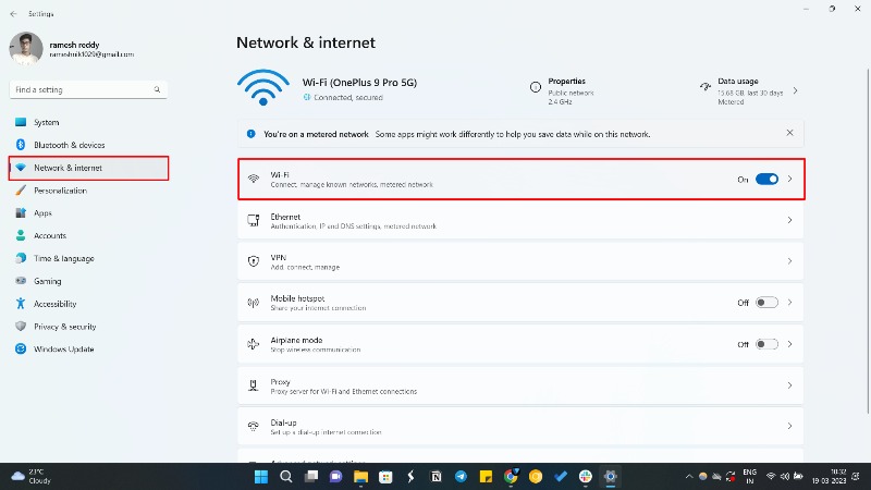 network settings on windows