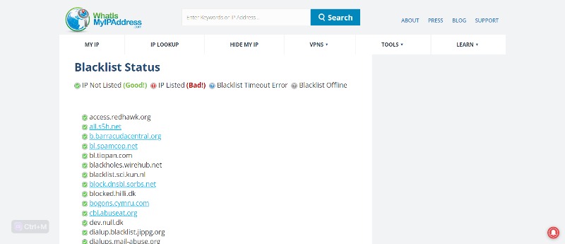 ip address blacklist status