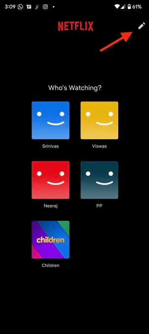 choose the pencil symbol for your Netflix custom profile picture