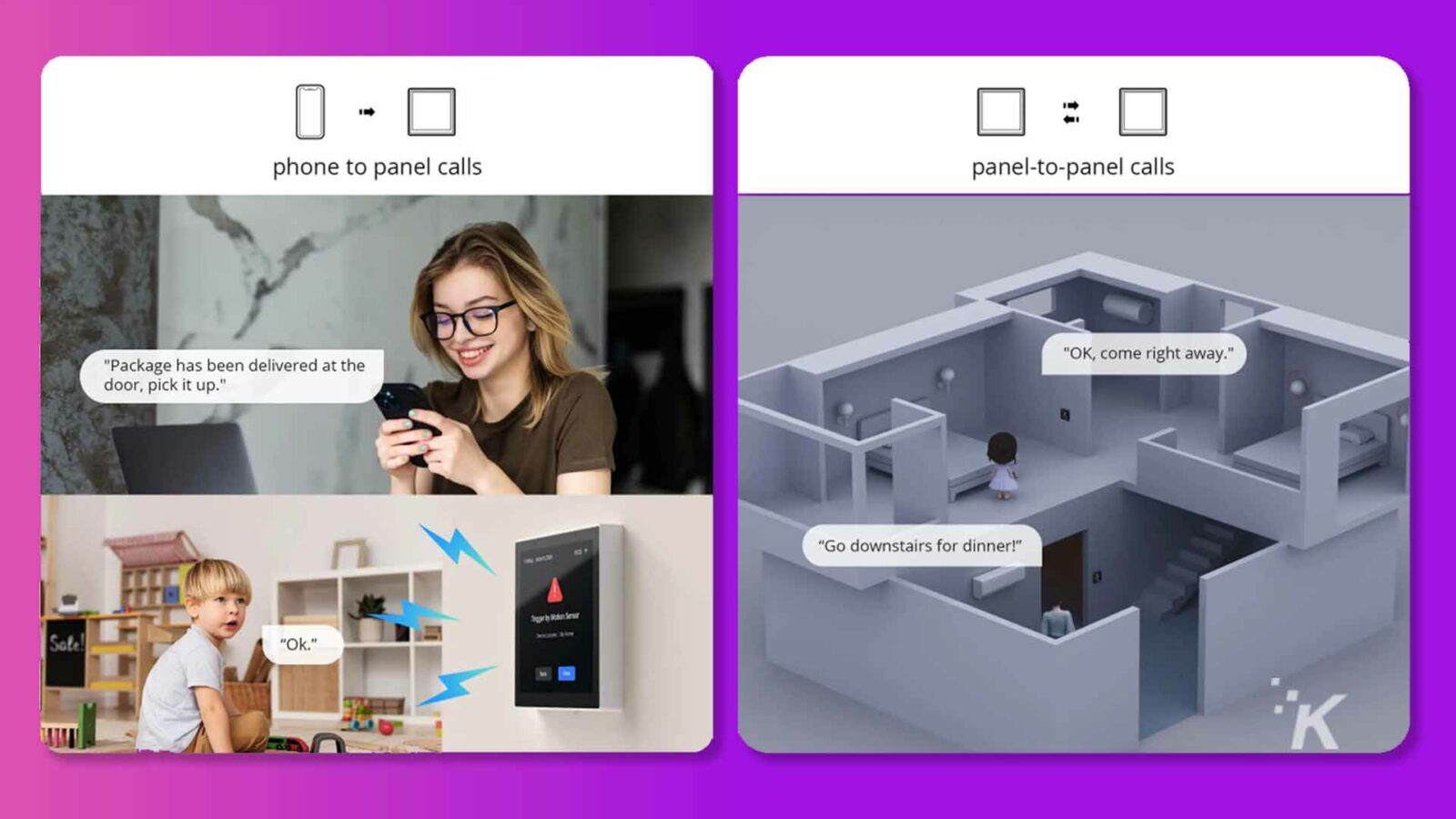 persona interactuando con alguien con el intercomunicador del panel Sonoff