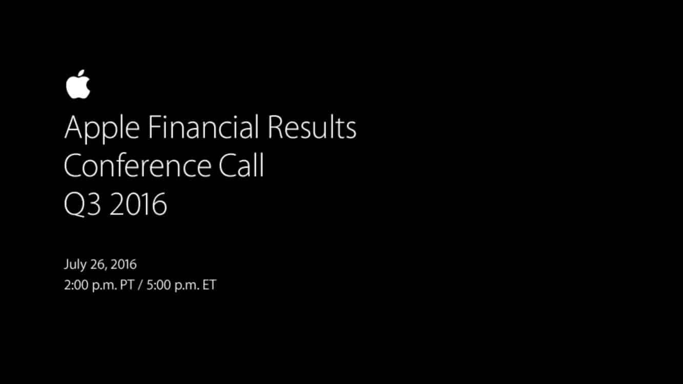 Notas da teleconferência de resultados do terceiro trimestre de 2016 da Apple