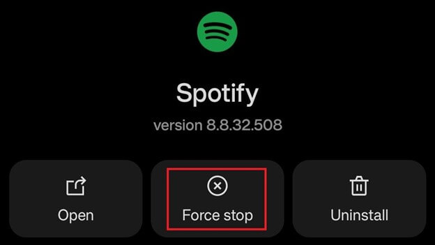 look for the Force Stop button of spotify