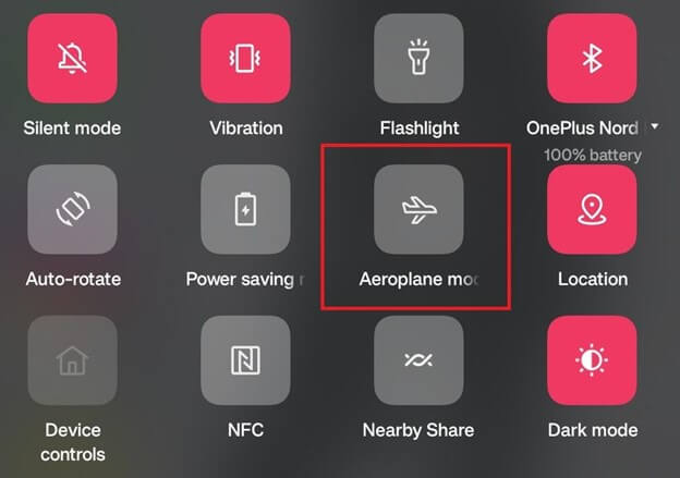 Switch Connections - Turn on Aeroplane Mode