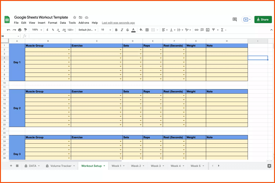 Gym Workout Calendar Template