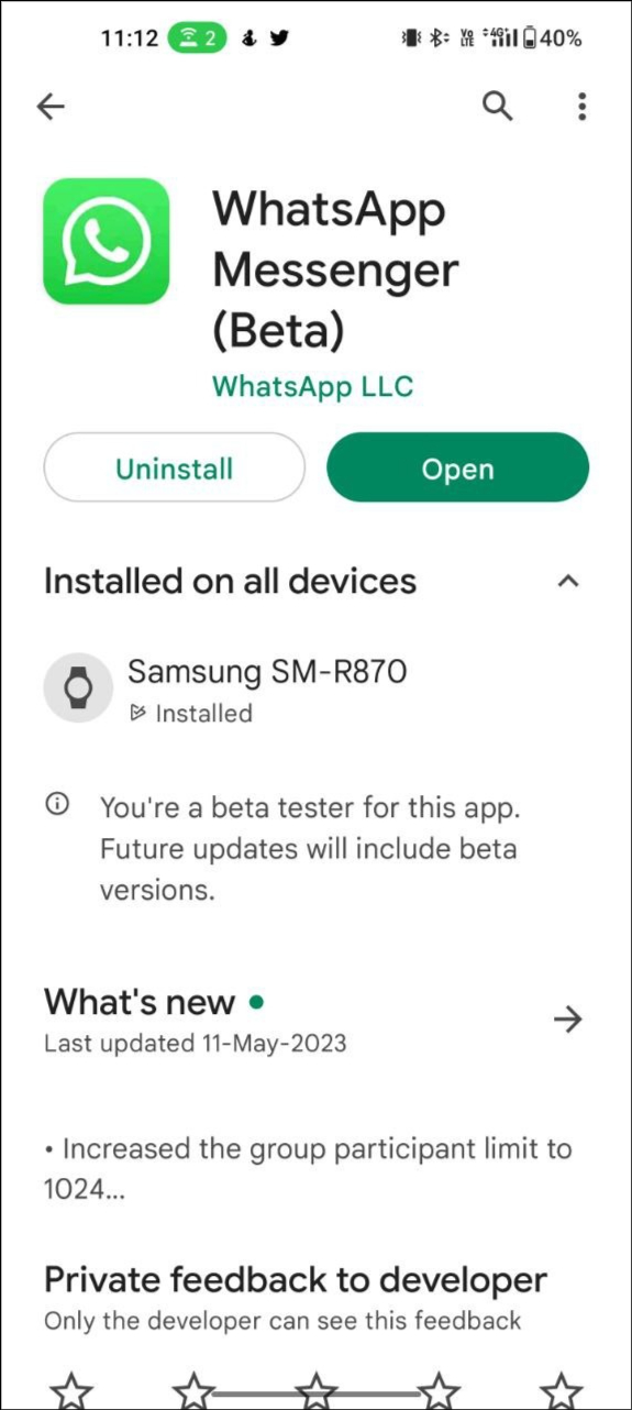 whatsapp installed device feature