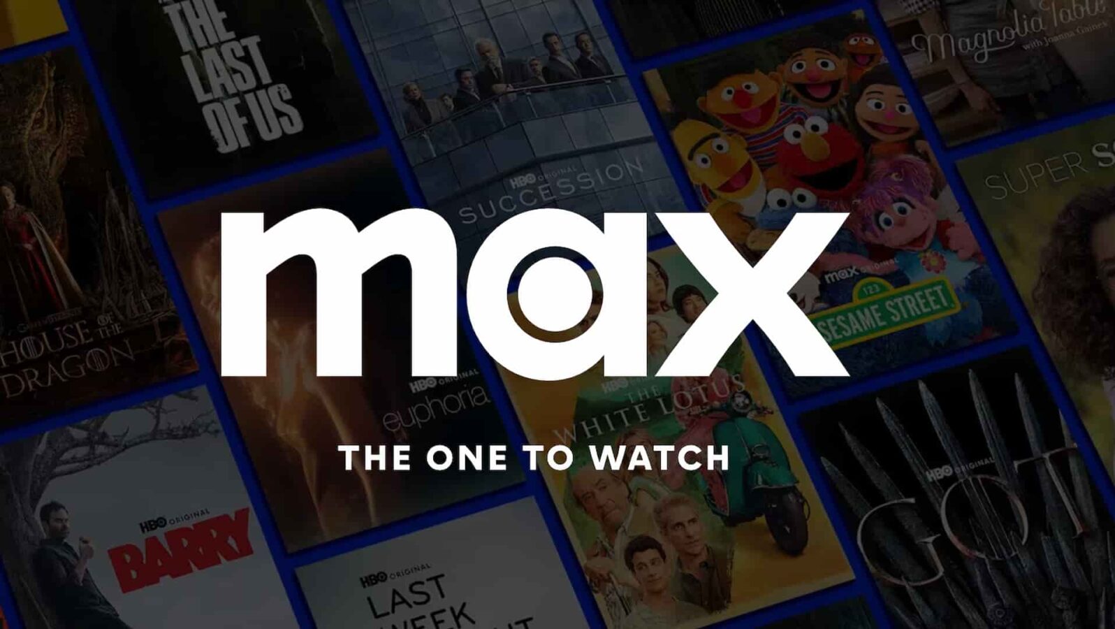 A imagem exibe uma lista de programas originais da HBO, como The Last of Us, Succession, Euphoria, Sesame Street e Barry. Texto completo: THE LAST OFUS max Magnolia labu HBO ORIGINAL com Joanna Cinines HODUSE THE SUCCESSION DRAGON SUPER S max DUDIA euphoria 123 THE ONE TO WATCH SESAME STREET HBO ORIGINAL BARRY THE WHITE LOTUS HBO ORIGINAL LAST ICFK HBO ORIGINAL