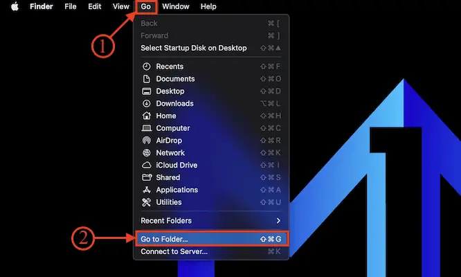 خيار Go To Folder في Mac