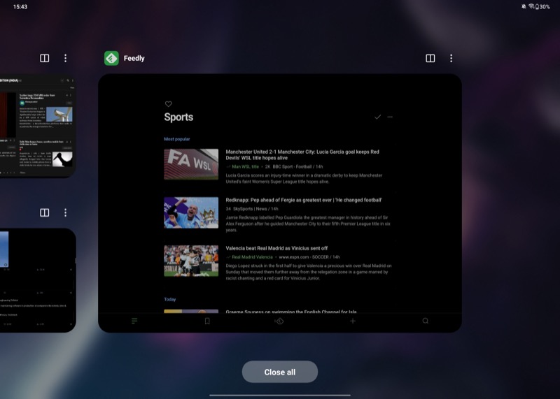 an app in recents menu on oneplus pad