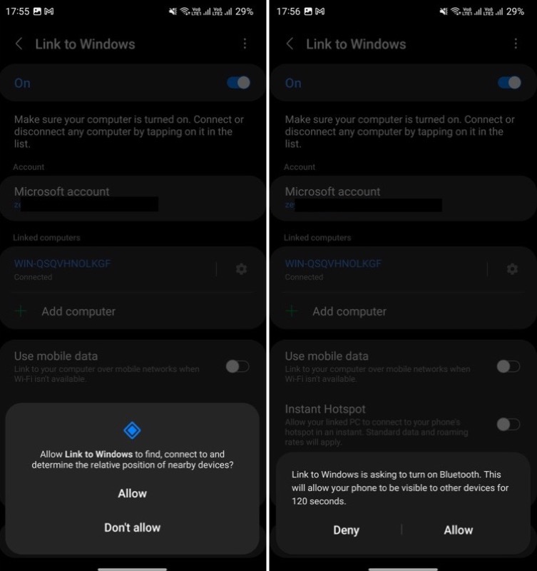 granting link to windows bluetooth discovery permission