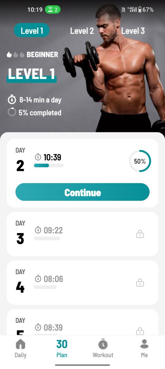 dumbell workout app usage screeshots