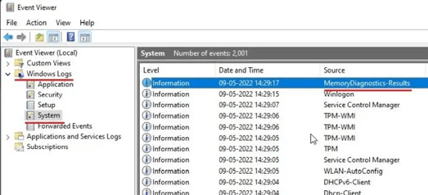 Memory Diagnostics-Results