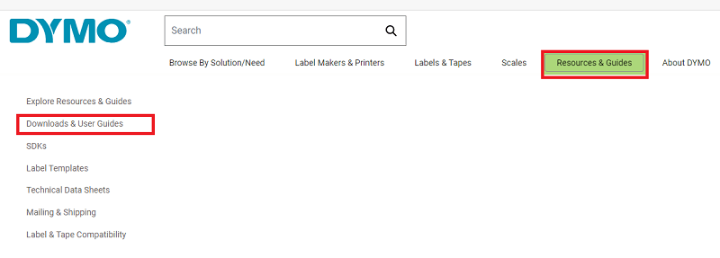 DYMO Official - Resources Guide and then Go to Downloads & User Guide