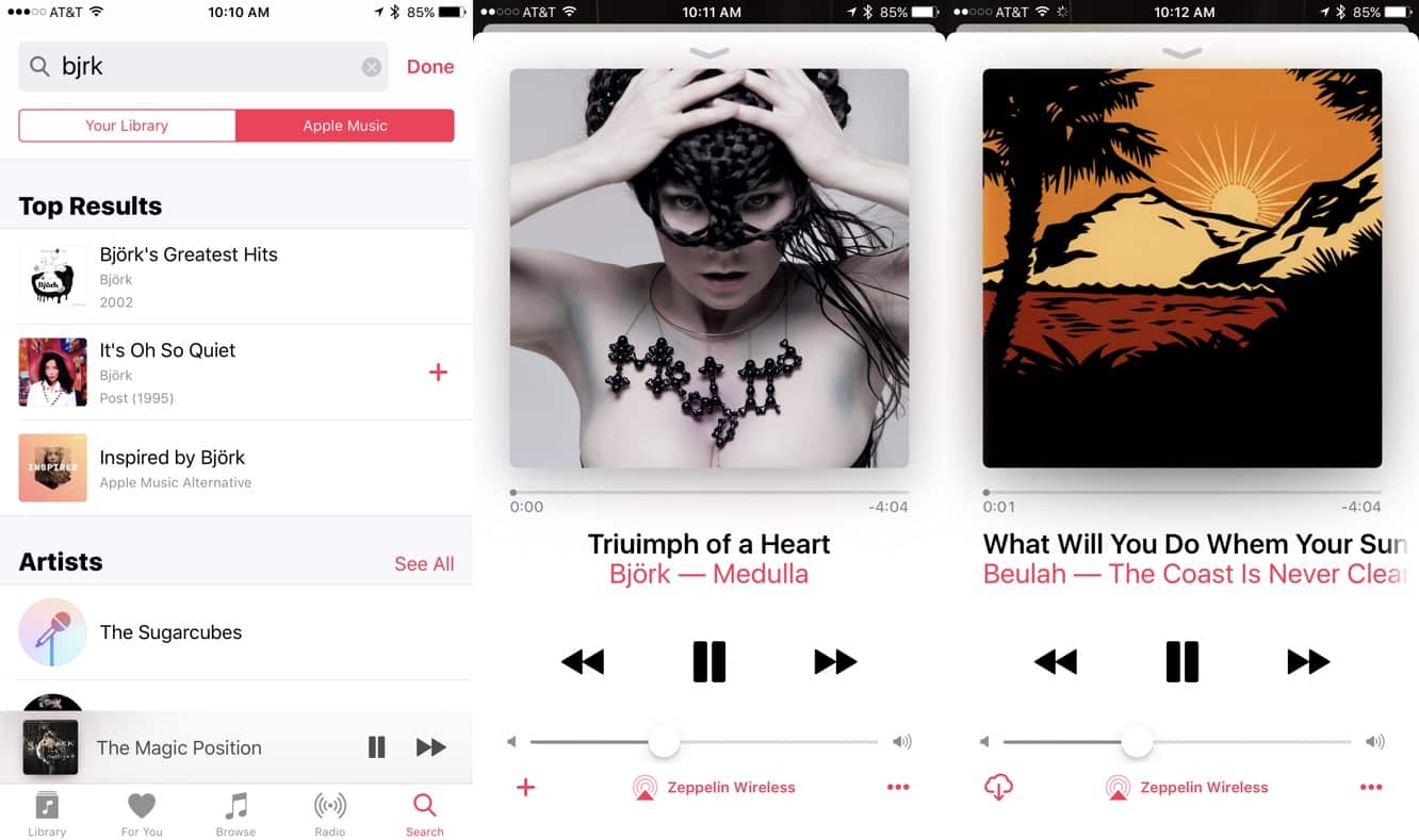 Journal de l'application : Apple Music dans iOS 10