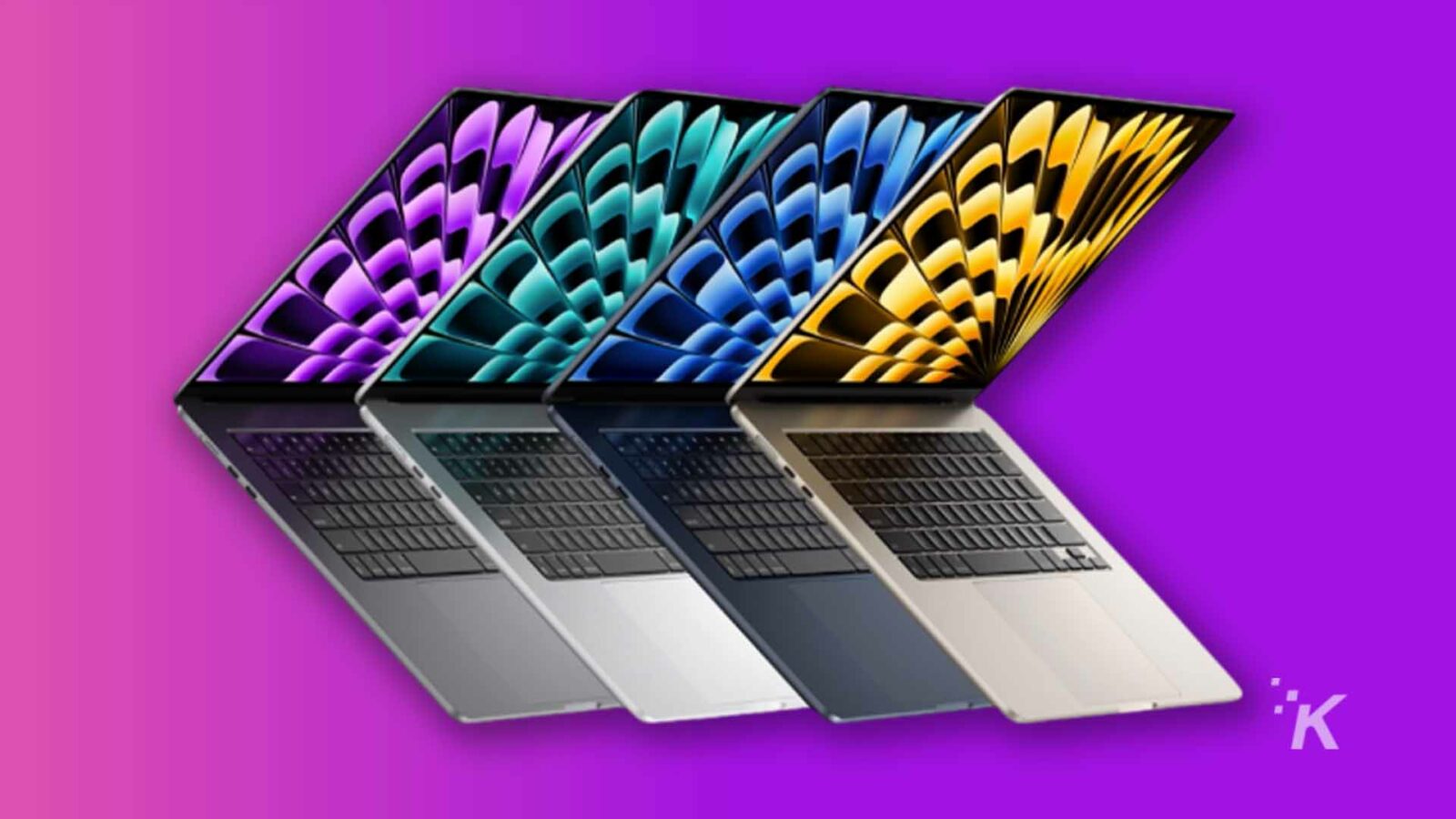 MacBooks en fond violet