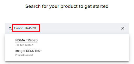 Search for your Canon TR4500 series printer