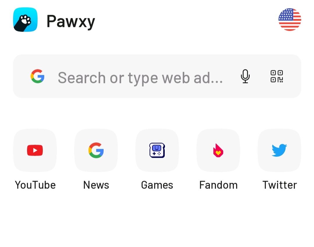 pawxy browser home screen