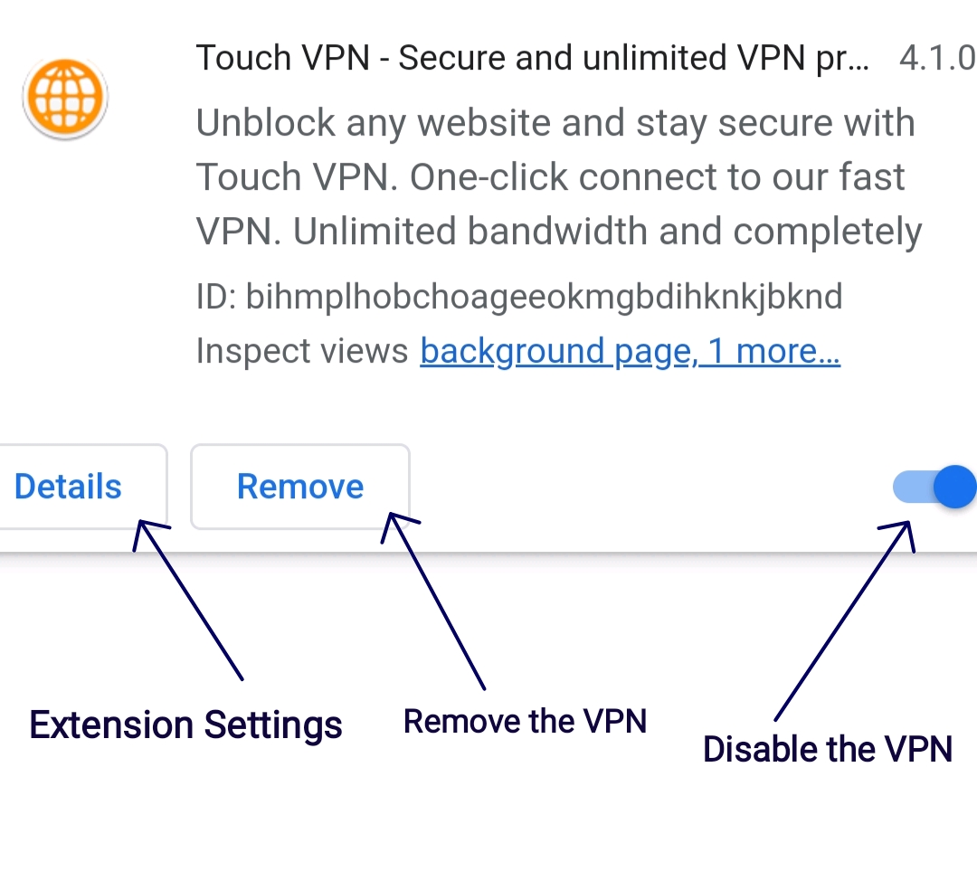 touch vpn extension settings