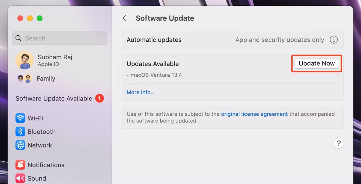 software update settings on mac
