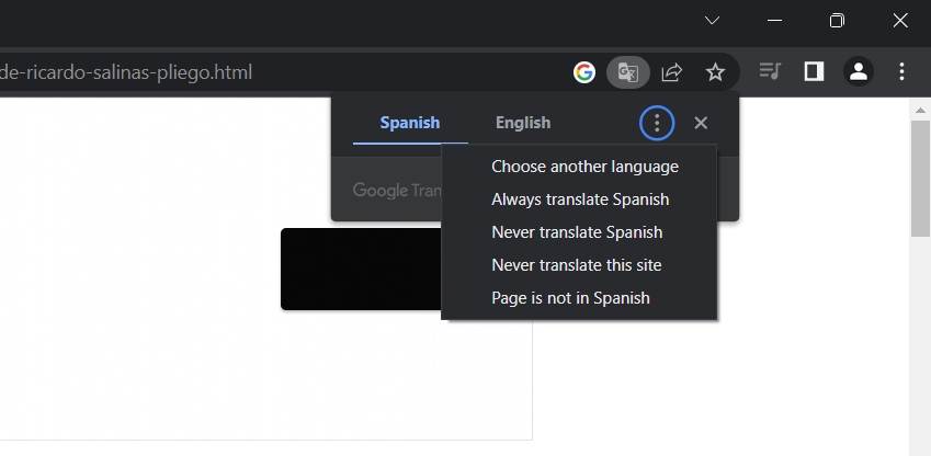 change language to translate in google chrome