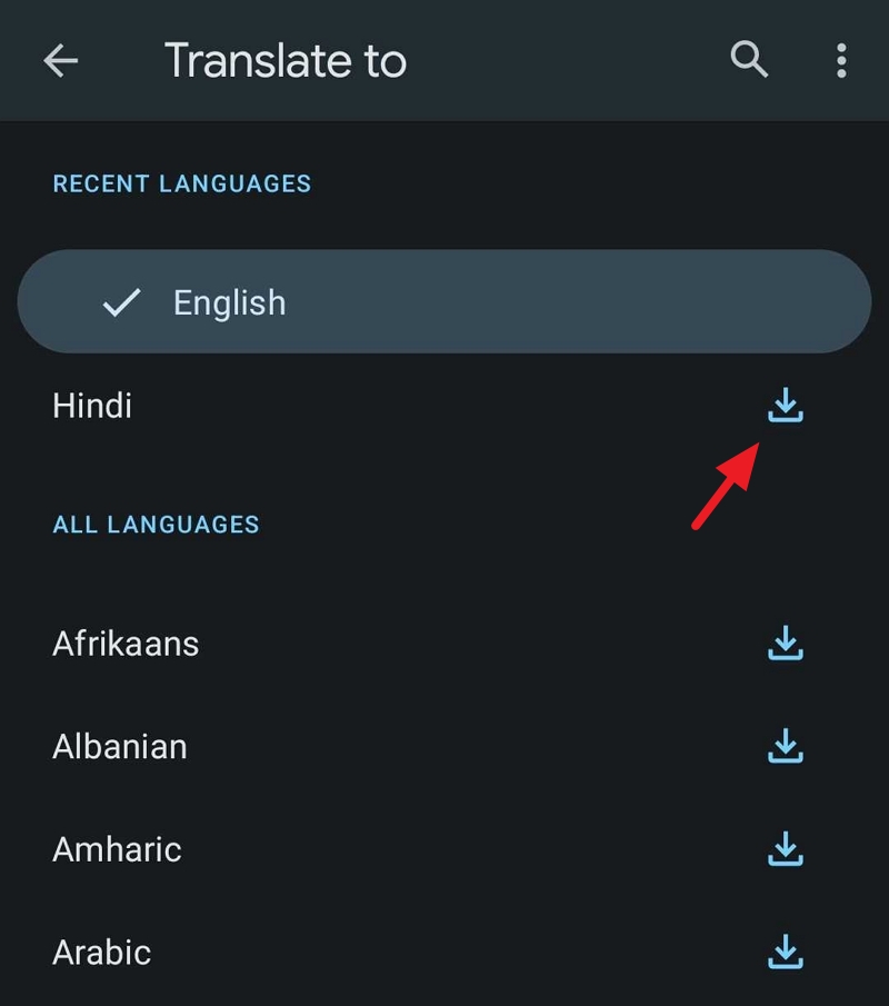 download languages for offline usage on google translate