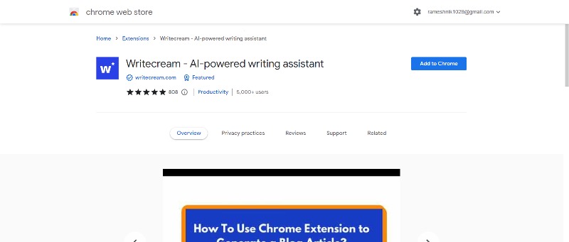 writecream google chrome extension