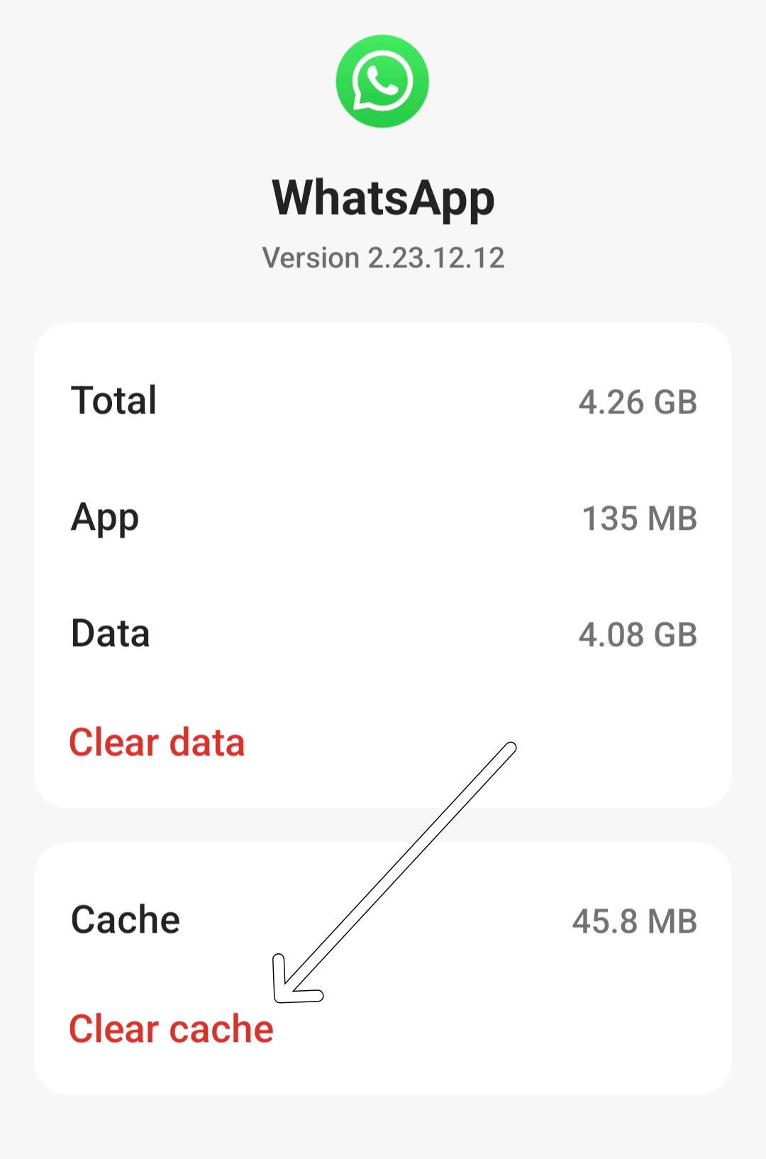 whatsapp clear cache