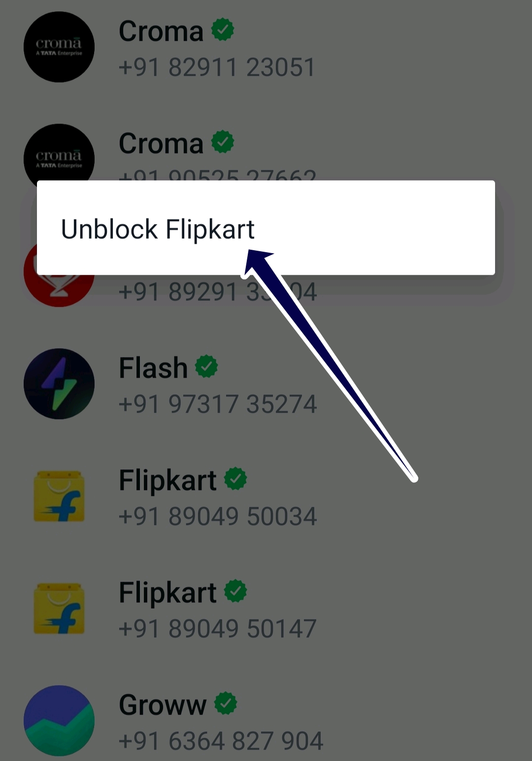unblock contact on whatsapp
