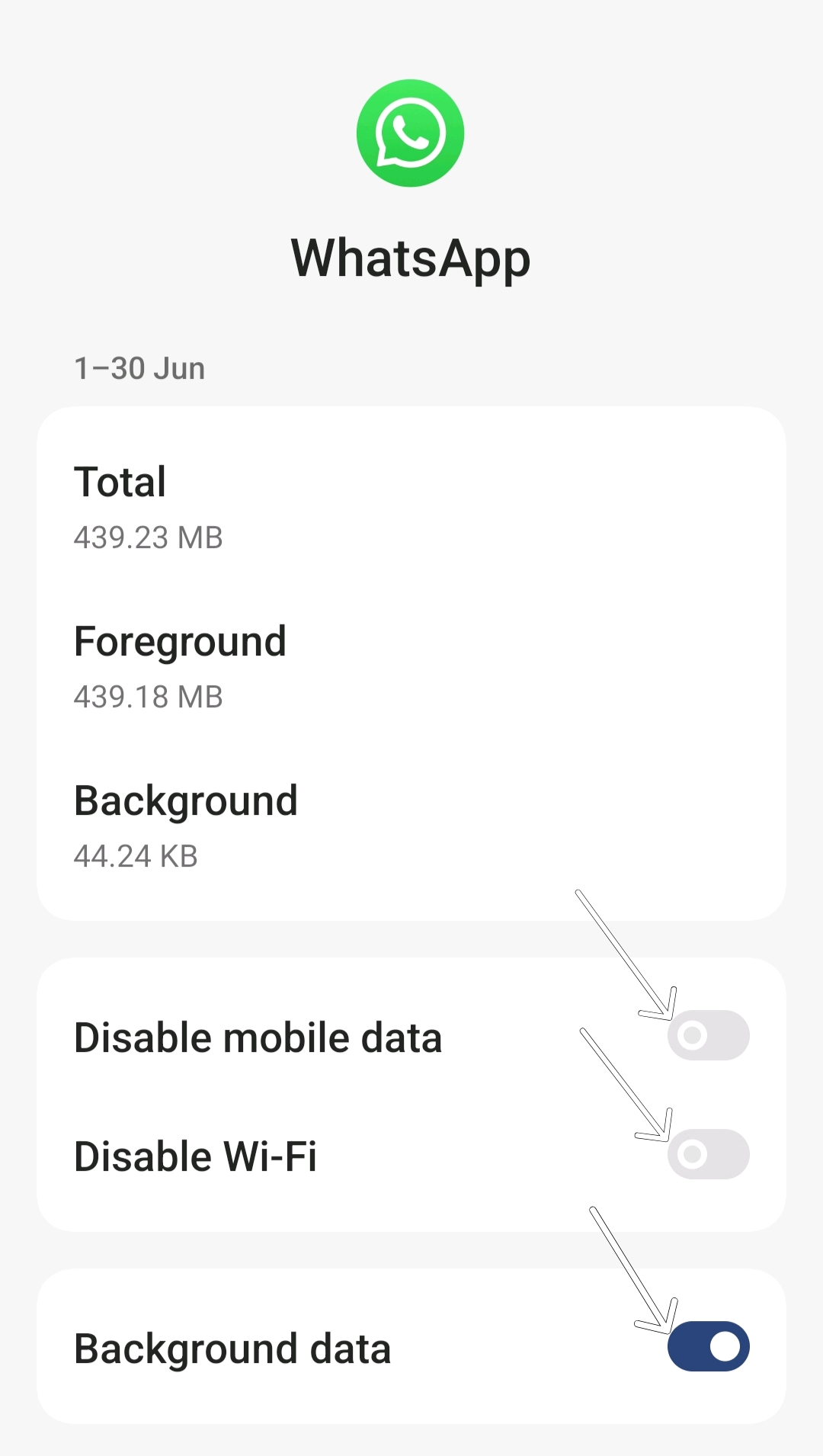 whatsapp data usage settings