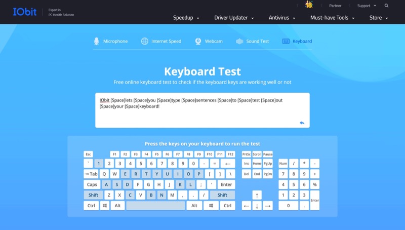 iobit online keyboard tester