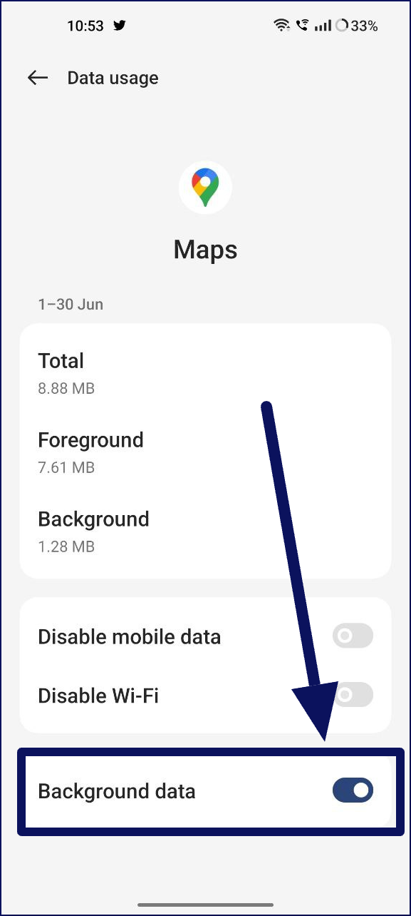 google maps background data usage