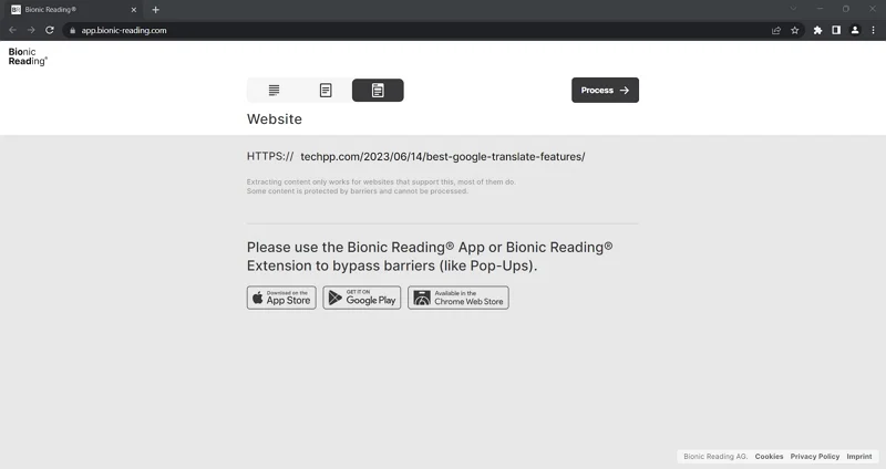 bionic reading web app