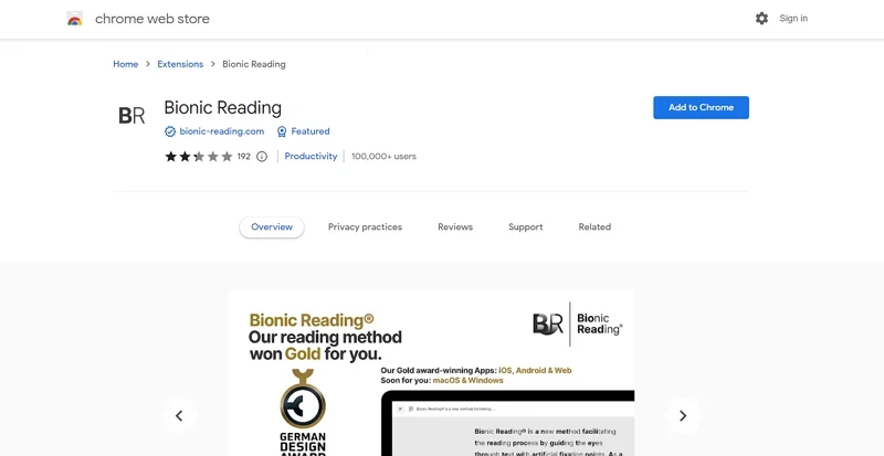 bionic reading chrome extension