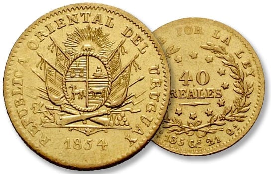 40 reales de oro de 1854