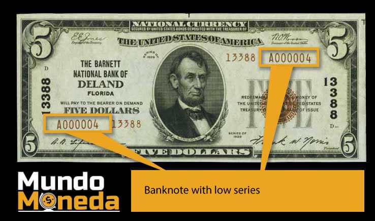 Banknote with low series