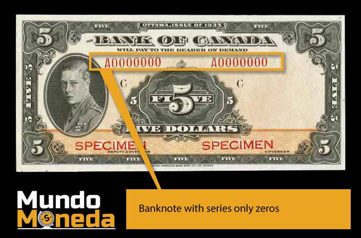 Banknote with series only zeros