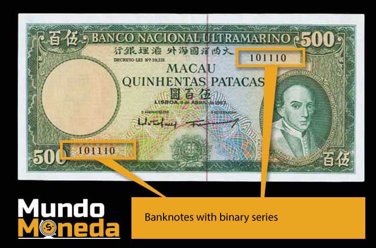 Banknotes with binary series