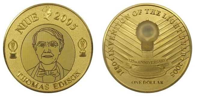 NIUE 2005 Moneda de Thomas Edison