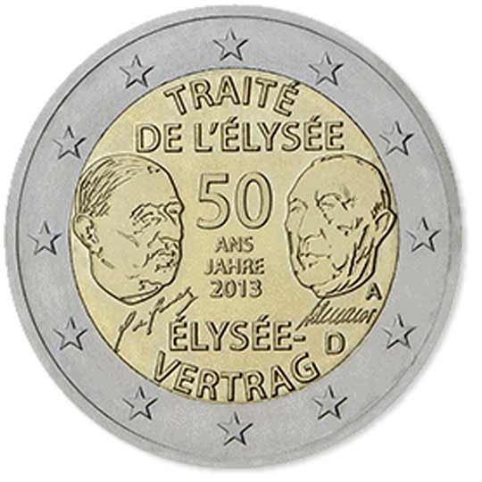 Moneda 2 Euros Alemania 2013 50 ANOS DEL TRATADO DEL ELISEO