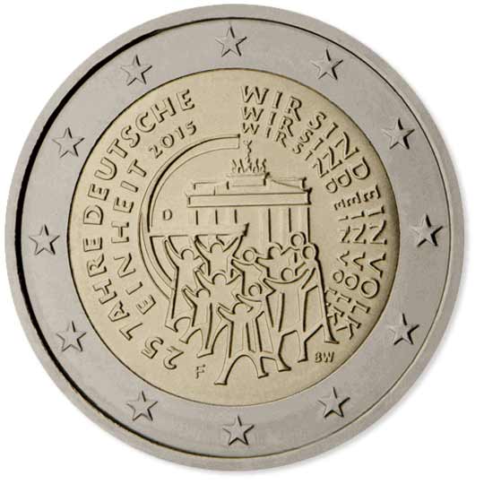 Moneda 2 Euros Alemania 2015 25 ANIVERSARIO DE LA REUNIFICACION ALEMANA