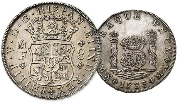 Moneda Mexicana Antigua Columnario 1733