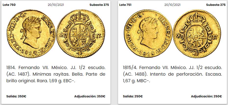 Subastas de Monedas de Busto Fernando VII