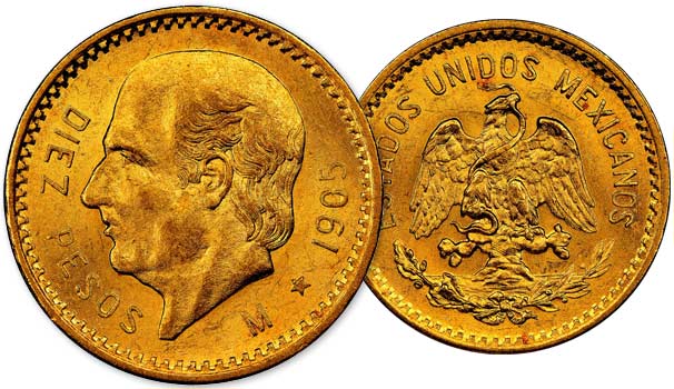 Moneda 10 Pesos de Oro 1905