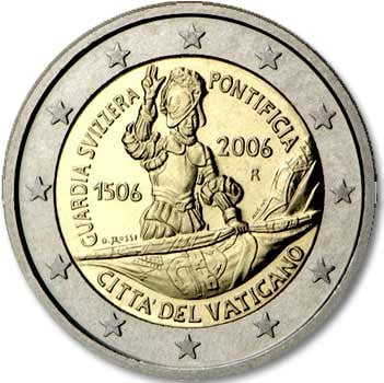 2 euro coin V centenary of the Pontifical Swiss Guard