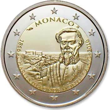 2 euro coin 150th anniversary of the foundation of Monaco by Charles III