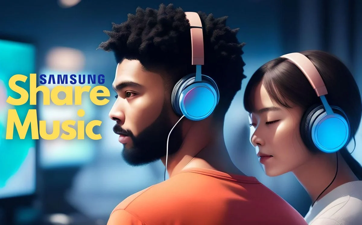 two people listening to music on headphones