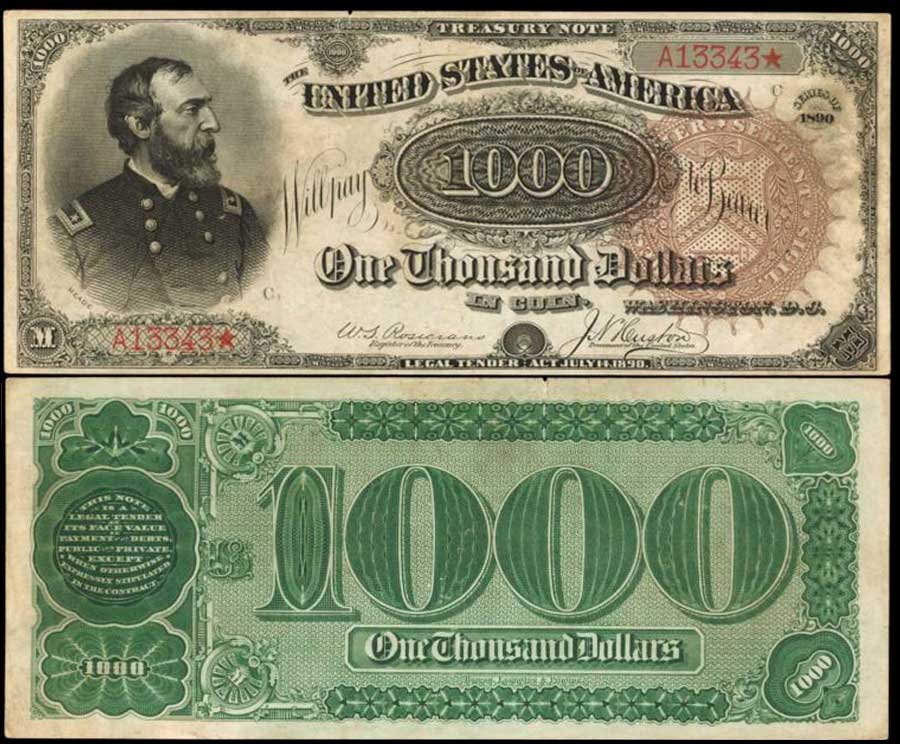 Billete de 1000 dolares de 1890